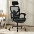 thumbnail image 2 of CONCETTA Ergonomic Office Chair - High Back Mesh, Reclining with Lumbar Support, Adjustable Headrest, Footrest & Padded Arms, Black, 2 of 6