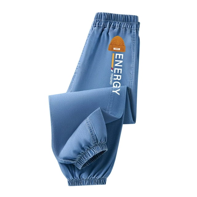 WEIYLL Pantalon pour Garçons Extérieur Élastique Été Printemps Tenue de Jeu Col Rond Motif Imprimé Bleu Foncé3 Taille 5-6 Ans