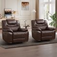 thumbnail image 3 of Bonzy Home Genuine Leather Manual Recliner Chair — Oversized Ergonomic Single Recliner with Soft Armrests & Flexible Footrest for Living Room, Set of Two, 3 of 7