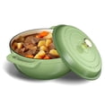 thumbnail image 3 of QueipA 6 QT Green Enameled Cast Iron Round Dutch Oven with Lid for Bread Baking, Stews, 3 of 13