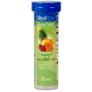 (2 pack) (2 Pack) ReliOn Tropical Fruit Glucose Tablets, 10 Ct
