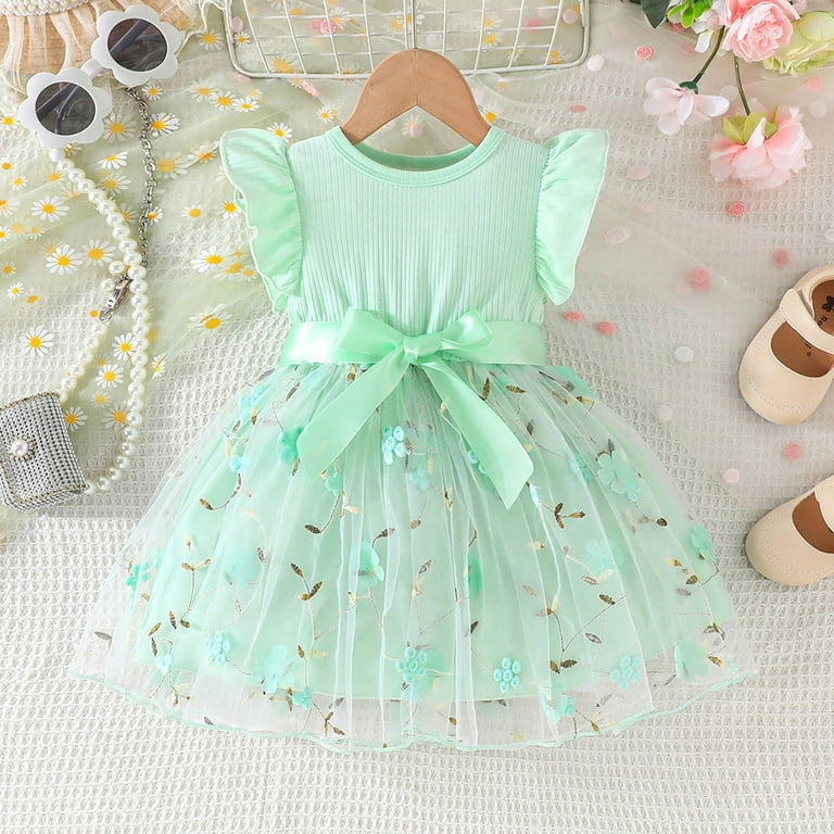 Weryoung Girls Toddler Baby Tutu Dress Ruffle Sleeve Dresses Cute