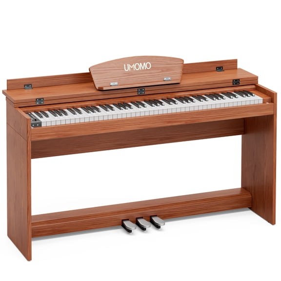 UMOMO 88 Key Digital Piano Keyboard, Full Size Electric Piano with Piano Stand, Headphone Jack, 3 Pedal, Electronic Piano for Beginner, Adults, Brown