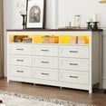 thumbnail image 6 of ANPOO Farmhouse 9 Drawers Dresser with LED Lights & Power Outlet, 63" Wide Large Chest of Drawers with Storage Organizer/60000 Colors Light, Modern Wood Dresser for Bedroom, Living Room, Hallway, 6 of 9