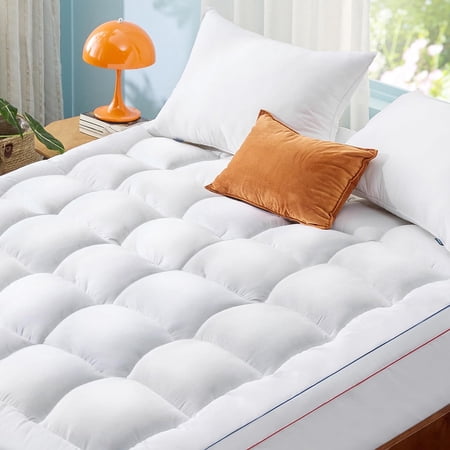Bedsure Mattress Topper King Size - Extra Thick Mattress Pad Cover with 8-21" Deep Pocket, Plush Soft Pillow Top Bed Topper, White