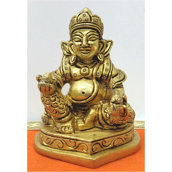 Brass Kuber Maharaj Idol India God Idols God of Wealth Brass Kuber Statue Kubera Shakti Hindu Dhan Kubera Sculpture Kubera Idol Indian Home Decor Hindu Religious Items - AtoZ India Cart