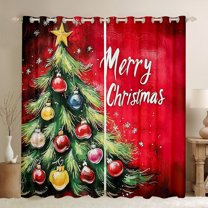 jejeloiu Colorful Xmas Ball Curtains Pack of 2 (42x84 Each),Merry Christmas Curtains Blackout,Happy New Year Bedroom Curtains For Teens,Luxury Bedroom Decor