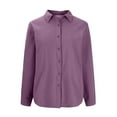 thumbnail image 5 of Diufon Womens Warm Shirts Solid Color Casual Loose Tops Lapel Button Long Sleeve Blouses, 5 of 6