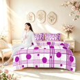 thumbnail image 5 of Manfei Geometric Check 7 Pieces Full Size Bedding Sets,Minimalism Polka Dot Full Size Bed in a Bag,White Purple,Pink Reversible, 5 of 7
