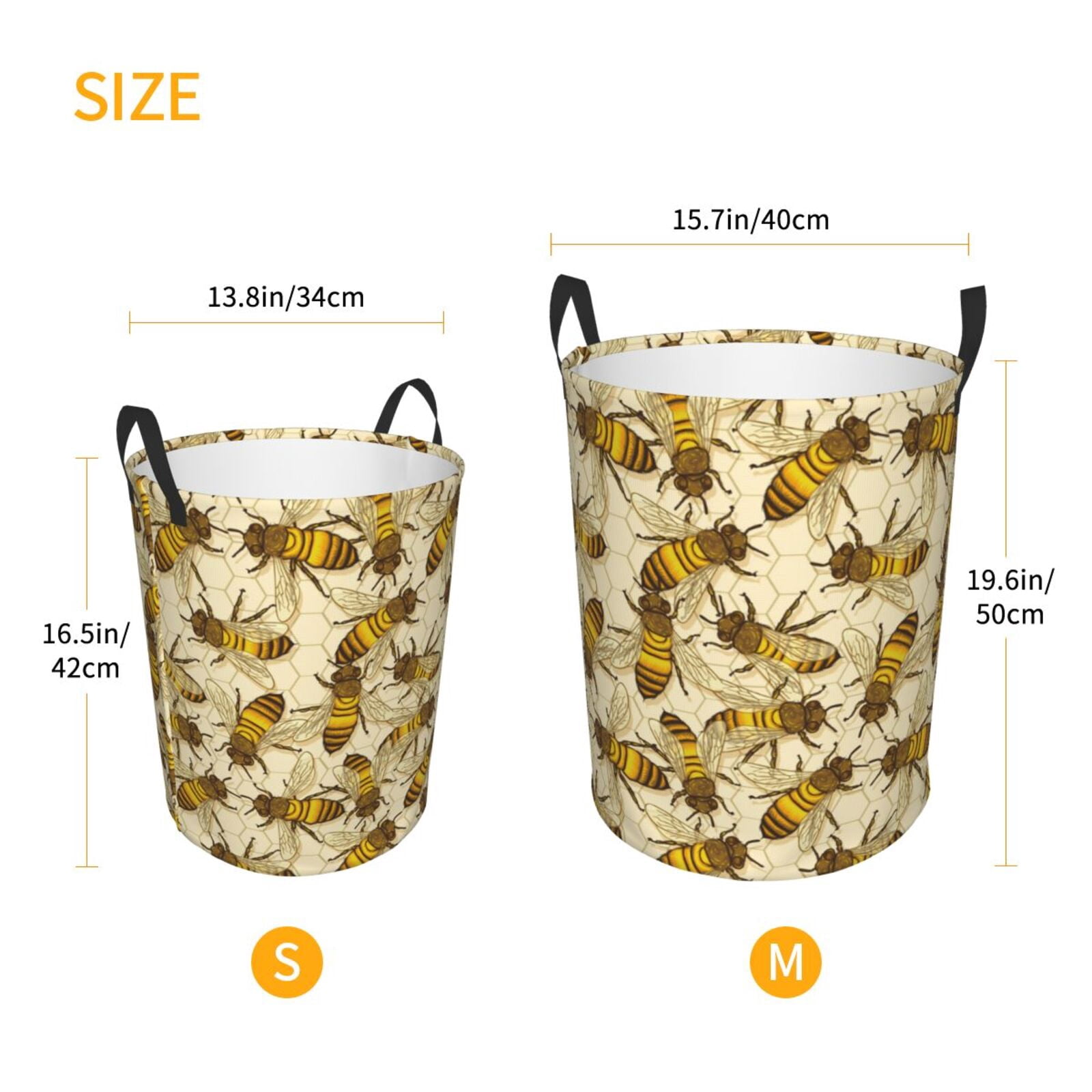 Large Laundry Basket with Handles - vintage honey bees honeycomb Kids Baby Dirty Clothes Laundry Hamper for Bedroom Aesthetic