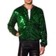 thumbnail image 1 of CHAQUETA CHIC para Hombres Chaqueta de Béisbol con Lentejuelas Argyle Chaqueta Brillante Fiesta Club S Verde, 1 of 5