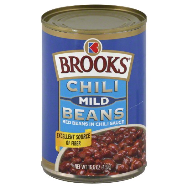 Brooks Chili Beans, Canned Red Beans in Chili Sauce, Mild Flavor, 15.5