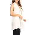 thumbnail image 3 of Moa Collection Women's Casual Open Draped Front Solid Cardigan Vest, 3 of 7