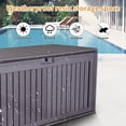 thumbnail image 2 of DUOSONG 100 Gallon Resin Outdoor Deck Box Waterproof, Plastic Patio Storage Box With Side Handles, Lockable Storage Containers For Patio Furniture Cushions, Pool Accessories, Garden Tools Brown, 2 of 8