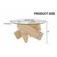 thumbnail image 5 of NYEESS 33.4" Inch Oak Round Tempered Glass Coffee Table with MDF Legs, Farmhouse Style Living Room Table, 5 of 9
