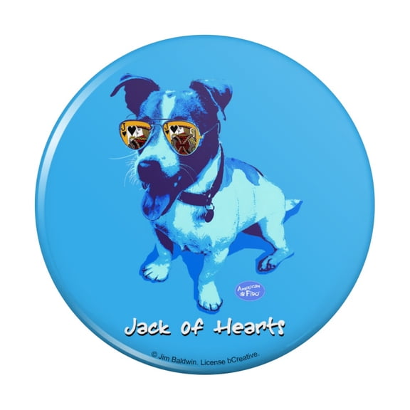 Jack of Hearts Russell Terrier Sunglasses Vintage Retro Pinback Button Pin