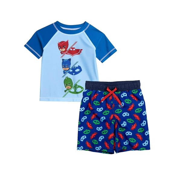 PJ Masks Toddler Boys' Rash Guard and Swim Trunks Set, Sizes 2T-4T