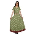 thumbnail image 2 of Moomaya Printed Cold Shoulder Cotton Crop Top Skirt Set Party Wear Ethnic Set, 2 of 6