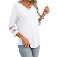 thumbnail image 3 of Blusas Elegantes e Informales de 3/4 para Mujer, Camisetas de Cuello en V A , Ropa de Verano 2025. L, 3 of 7