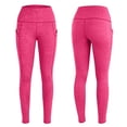 thumbnail image 5 of Twczz Girls Yoga Leggings with Pockets- Full Length Tummy Control Stretch High Waist Athletic Workout Pants Hot Pink Size 4-12 Years, 5 of 9