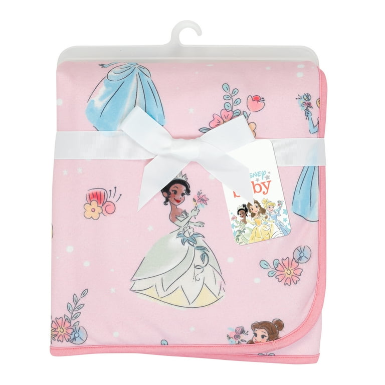 Lambs & Ivy Disney Princesses Pink Fleece Baby Blanket - Belle/Tiana/Cinderella