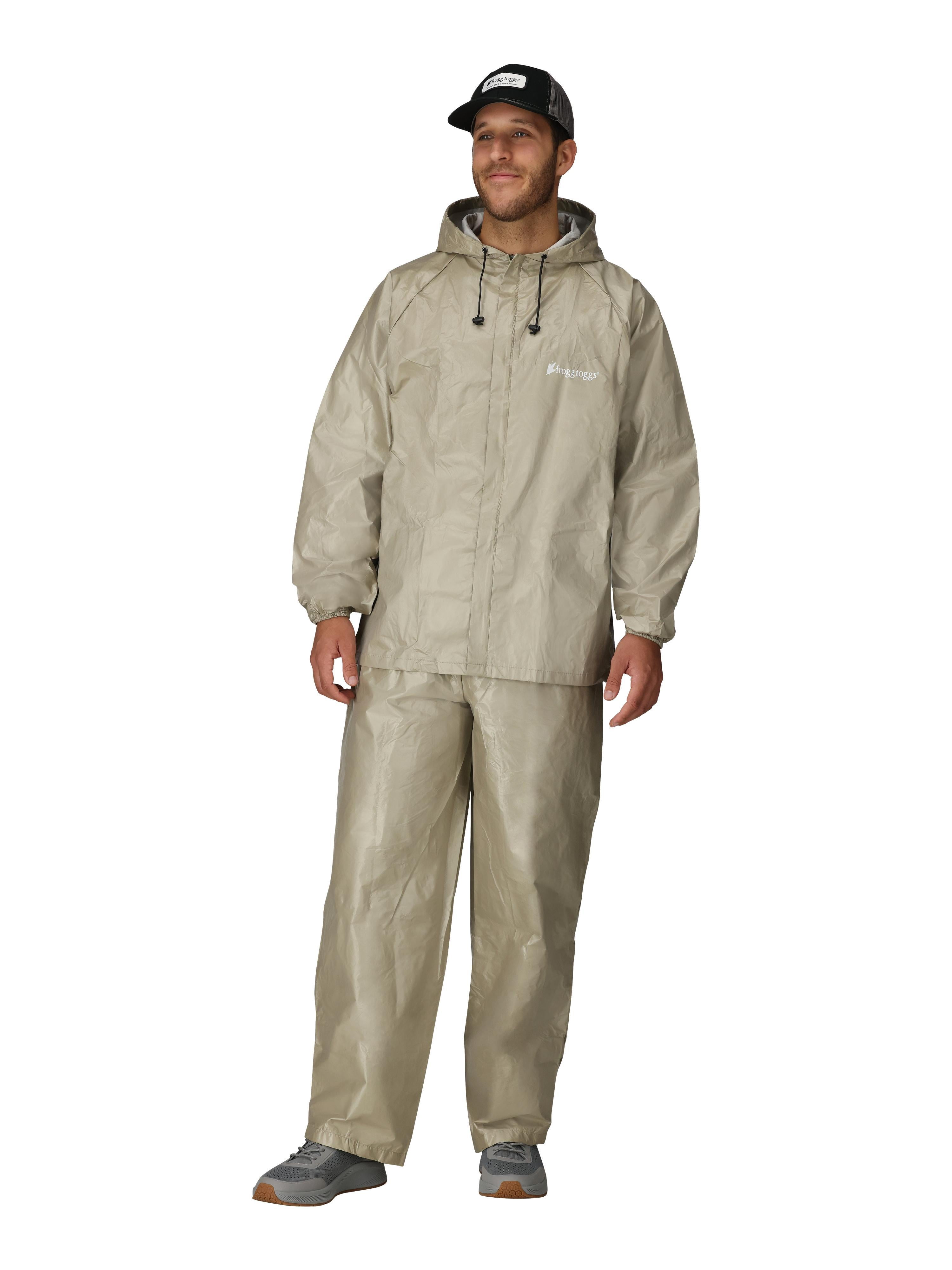 Frogg Toggs Ultra-Lite2 Rain Suit for Men, Lightweight Waterproof Pants and Jacket, Khaki, MD/LG