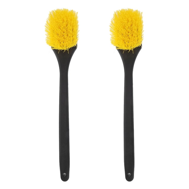 2 cepillos para detalles de coche, mango largo, cepillo para limpiar llantas, neumáticos, eliminación de suciedad, herramienta para limpiar ruedas y neumáticos.