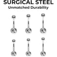 thumbnail image 4 of 4PCS Surgical Steel Assorted Colors External Threaded 14G Curved Barbell Belly Ring Double Jeweled CZ Navel Ring, 4 of 6