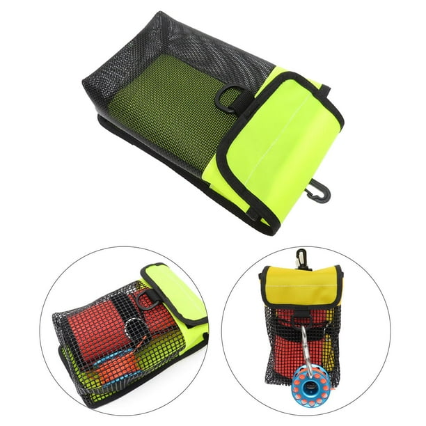 Bolsa de almacenamiento para equipo de buceo, bolsa de buceo, bolsa de utilidad portátil, soporte para equipo de esnórquel, bolsillo de malla con clip Malla pequeña shamjiam Bolsas de almacenamiento de buceo