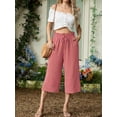 thumbnail image 5 of Cueply Womens Capri Pants Casual Loose Cropped Pants Summer Wide Leg Palazzo Capris with Drawstring Pockets, 5 of 7
