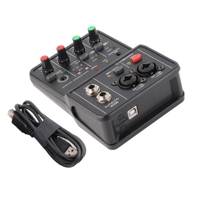 GUYUTING Compact USB Sound Mixing Console 2 Channel Portable Audio Interface 16 Bit 48 kHz for Recording Karaoke