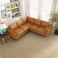 thumbnail image 7 of Timbukto Tan Leather Modern Living Room Symmetrical Corner Sectional Sofa, 7 of 7