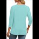 thumbnail image 4 of Blusas de Mujer con Mangas 3/4 y Cuello en V, Estilo Túnica Informal, Básicas, Holgadas Verde XXL, 4 of 6