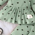 thumbnail image 4 of vdgthytj Baby Girls Clothes Toddler Outfits Fall Ribbed Heart Printed Long Sleeve Tops and Pants 2 Piece Matching Set, 4 of 8