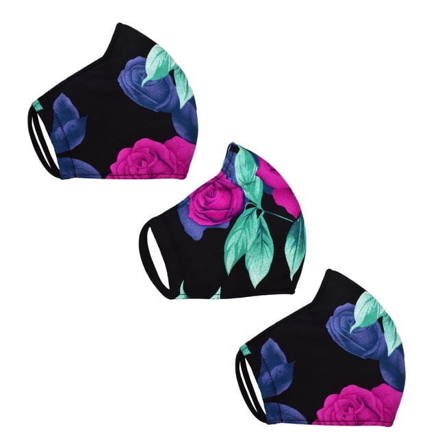 Cubrebocas Reutilizable Estampado Floral Facex American Morado 3 Capas 14 X 14 cm