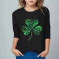 thumbnail image 2 of Tungbrin Girls 3/4 Sleeve Length Shirts St Patrick's Day Funny Shamrock Printed Tees Classic Basic Crewneck Blouse Tees, 2 of 4