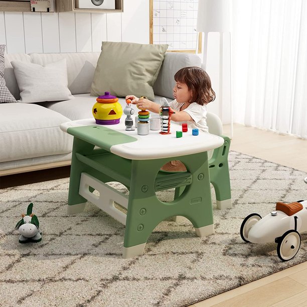 BanaSuper Kid's Drawing Table and Chair Set with Erasable Board