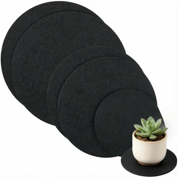 Plant Coasters Round Felt Mat for Indoors Outdoor 6 Pcs