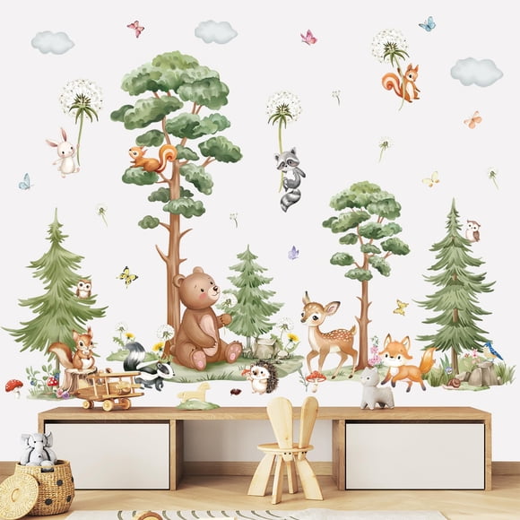 Adhesivos de pared Wondever Large Woodland Animal Tree Forest