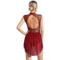 thumbnail image 2 of Doomiva Women's Lyrical Dance Costume Ruched Sleeveless Keyhole Modern Contemporary Dance Dress Burgundy XL, 2 of 7