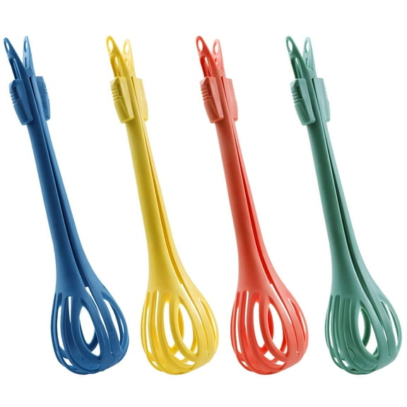 4 Pcs Manual Egg Beater Whisk, Multi-functional Long Handle Food Clip, Kitchen Tool for Baking, Mixing, Whisking Eggs, Cream, Pasta, Salad