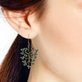 thumbnail image 3 of Sparkling Berry Clusters of Green Crystal on Brass Wire Dangle Earrings, 3 of 4