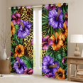 thumbnail image 2 of Homewish Orange Purple Flower Black Out Curtains, Fashion Leopard Cheetah Print Curtains Pack of 2 (42x63 Each), Teens Adult Bedroom Curtains, Curtains and Drapes Bedroom Decor, 2 of 6