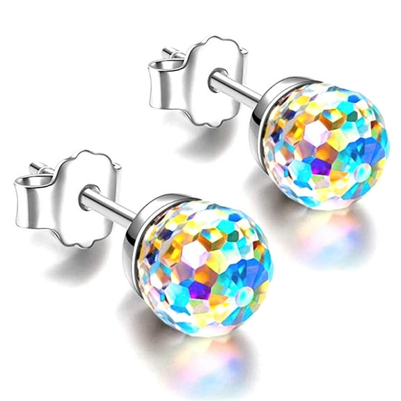 Looking for a gift that's both meaningful and stylish? These Sterling Silver Ball Stud Earrings adorned with Skyworld Crystals are the perfect choice! They're sure to make any woman feel special.
