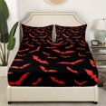 thumbnail image 2 of YST Ensemble de Literie Chauve-Souris Drap-Housse Halloween avec 2 Taies d'Oreiller Animaux Chauve-Souris Rouges Draps Taille Complète pour Enfants Garçons Chambre Vacances Style Gothique Effrayant, 2 of 5