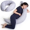 thumbnail image 1 of Gris-Corazón Blanco, Almohada de Lactancia y Embarazo para Dormir Almohada Corporal Reductora Multifuncional Mujer Embarazada Algodón Extraíble, 1 of 5