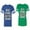 Men Royal / Women Green, variant on I Love My Crazy GF BF Unisex Couple Matching Cotton Jersey style T-Shirt Contrasting stripes on sleeves (Men Royal / Women Black) (Men S / Women S)