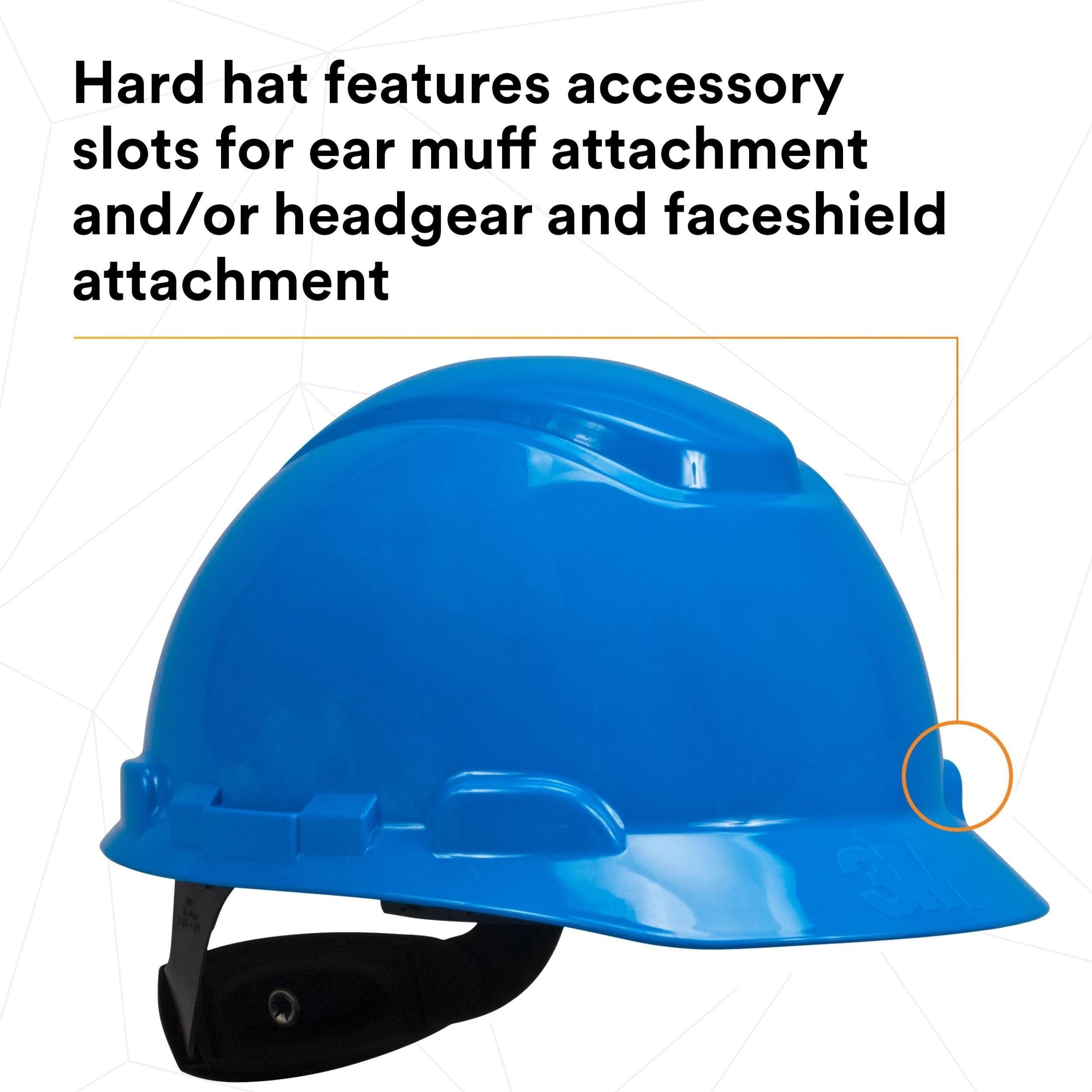 3M Hard Hat H-703R, Blue 4-Point Ratchet Suspension,