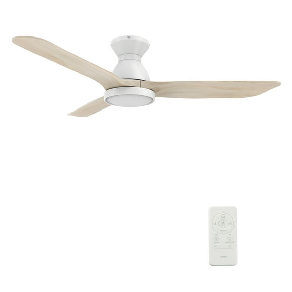 Smaair 52" Solid Wood Flush Mount Indoor Wifi LED Ceiling Fan with Remote for Smart Home
