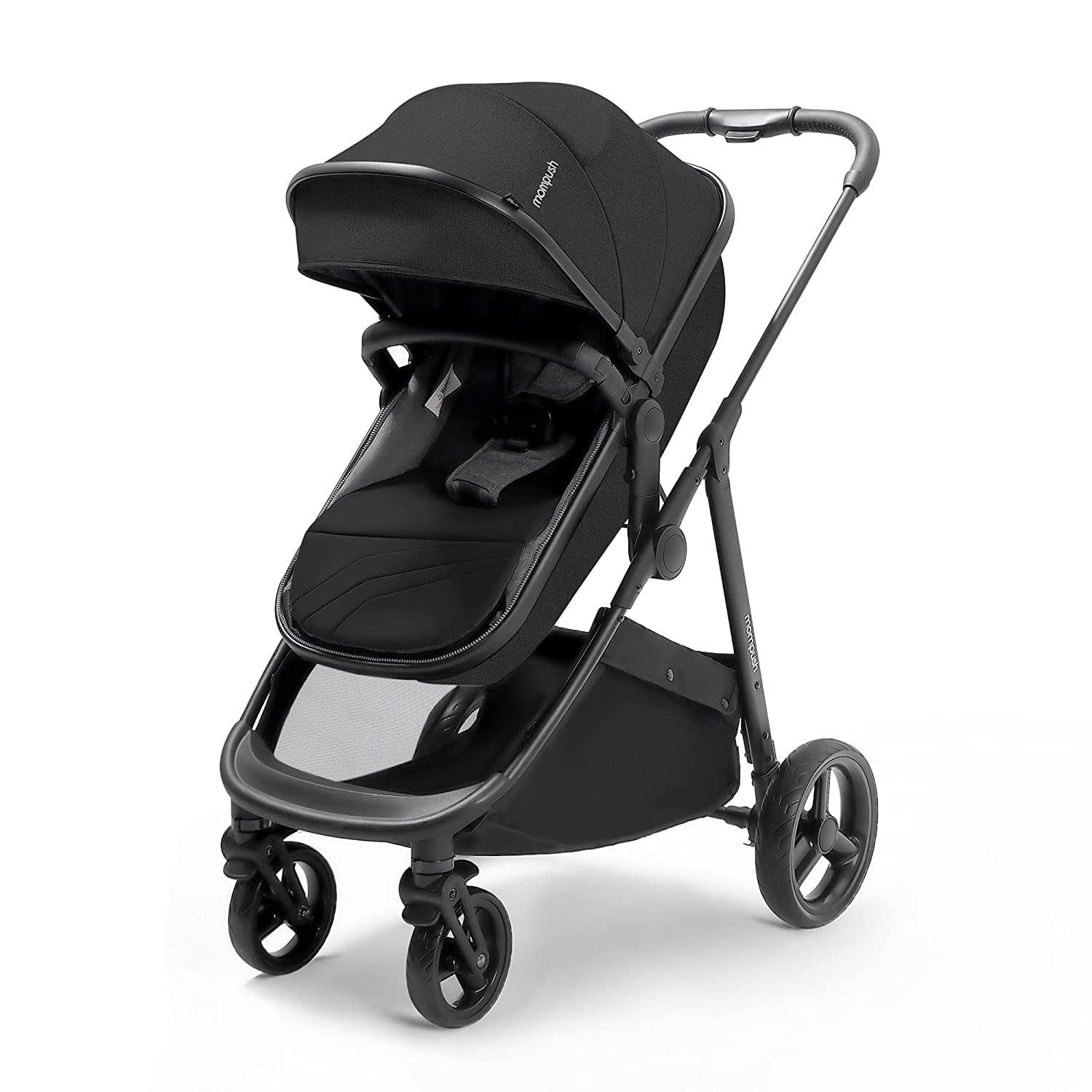 Trouwens Wie Vermoorden Mompush Wiz Baby Stroller with True Bassinet Mode for Newborn and Toddler  Convertible Carriage Bassinet to Stroller Reversible Seat Foot Cover and  Rain Cover Included Large Storage Space Black - Walmart.com